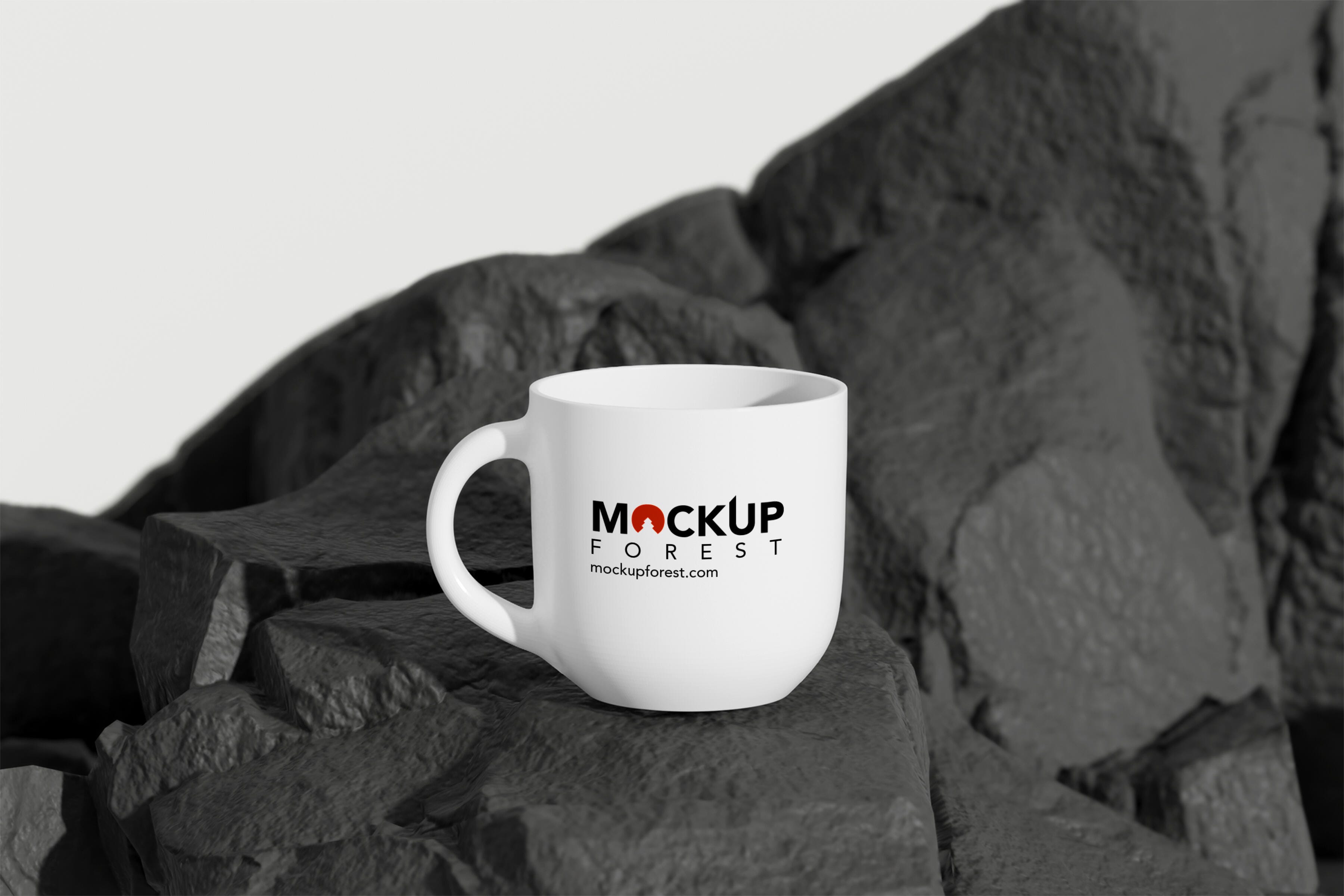 Standalone Rock Surface Mug Mockup - Natural Element Presentation